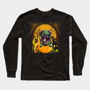 Halloween Pug Zombie Jack O Lantern Dog Puppy Pumpkin Gifts Long Sleeve T-Shirt